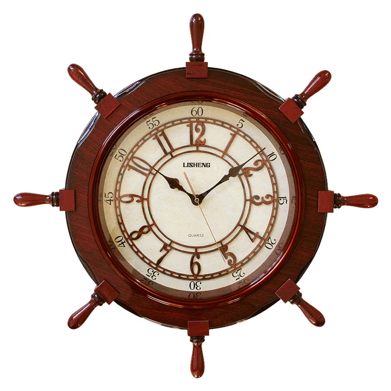 Mediterranean Rudder Wall Clock Silent Clock Personality Children's Room Wall Clocks Red  