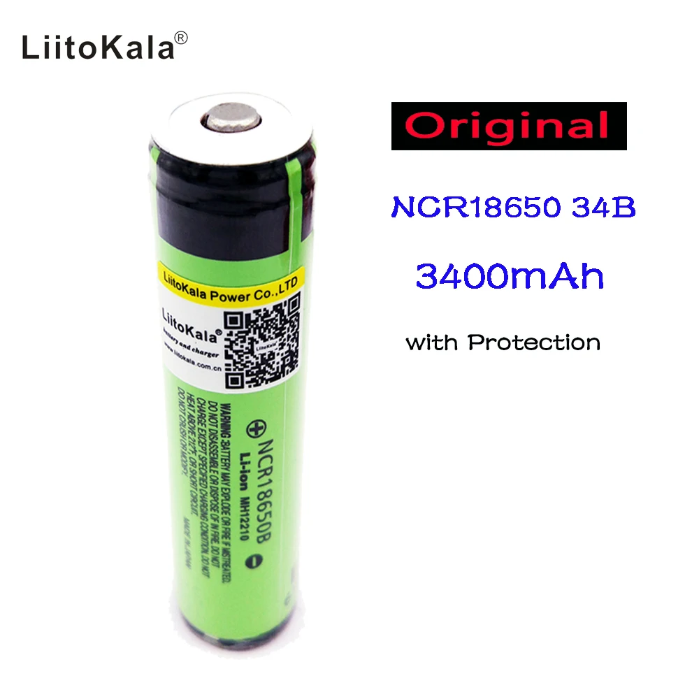 

2PCS 2017 Original LiitoKala 18650 3400mAh battery 3.7V Li-ion Rechargebale battery PCB Protected For NCR18650B 18650 3400