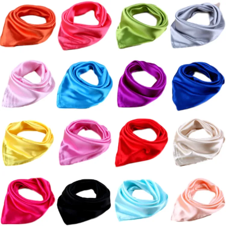 

Women Men Adult Rectangular Square Mini Small Satin Solid Plain Scarf Kerchief Bandanna Head Neck Hand Wrap Headbands Face Mask