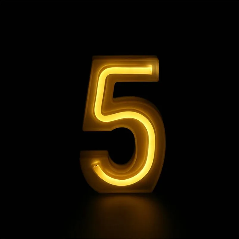 Number 0-9 Lamp LED Letter Light USB Letter Night Light Up White Plastic Letters Standing Hanging Home Decor Lamparas 40JUN1211