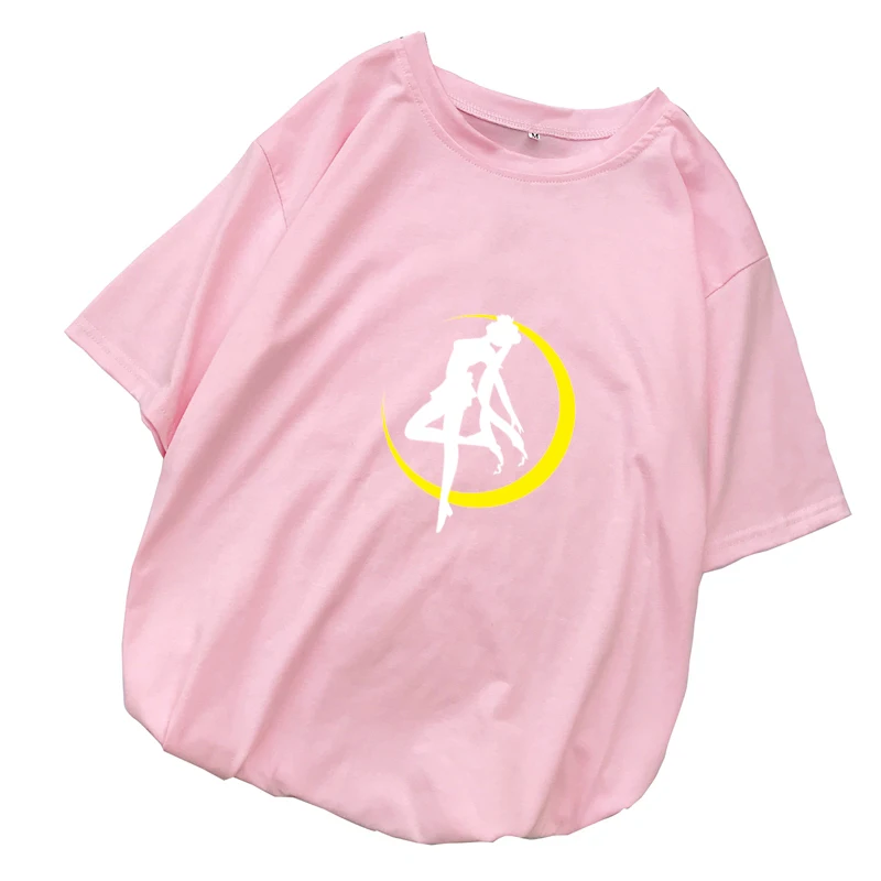 Vintage T Shirt New Fashion Clothes Women Summer Tops Casual Loose Kawaii Sailor Moon Cartoon Printed Tshirt Harajuku Streetwear (5)
