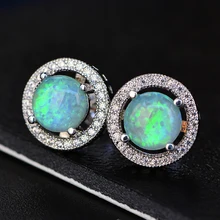 Новое поступление блестящие мистические опаловые 925 пробы серебряные женские серьги-гвоздики для девушек HERE0004