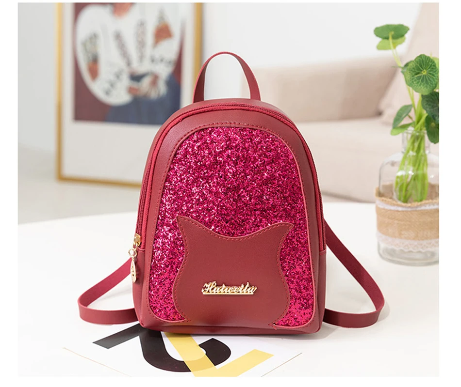 Маленький рюкзак для девочек, брендовая модная сумка через плечо с блестящими пайетками, Женская многофункциональная мини-сумка для девочек-подростков