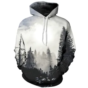 

New Fashion Couples Men Women Colorful Pigment 3D Print Hoodie Pullover Top White Lion Europe US Wind Loose Plus Size 3X