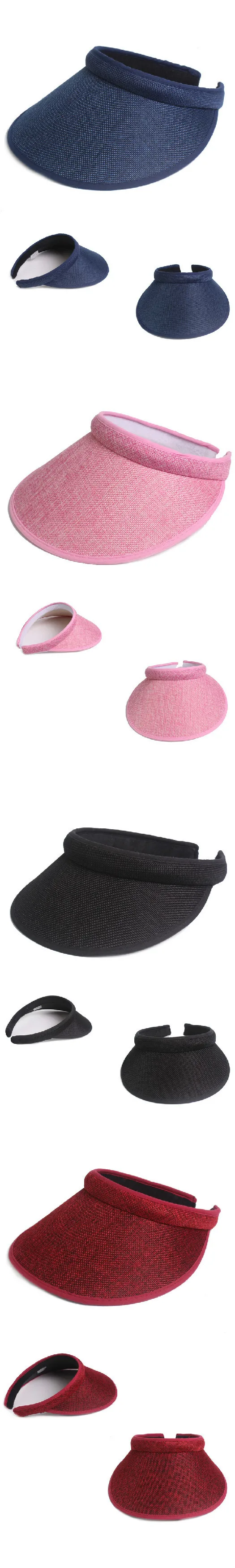 Женская летняя уличная пляжная модная кепка Sunhat солнцезащитные шляпы для женщин Chapeau Femme пустая крыша сплошной цвет Sunhat
