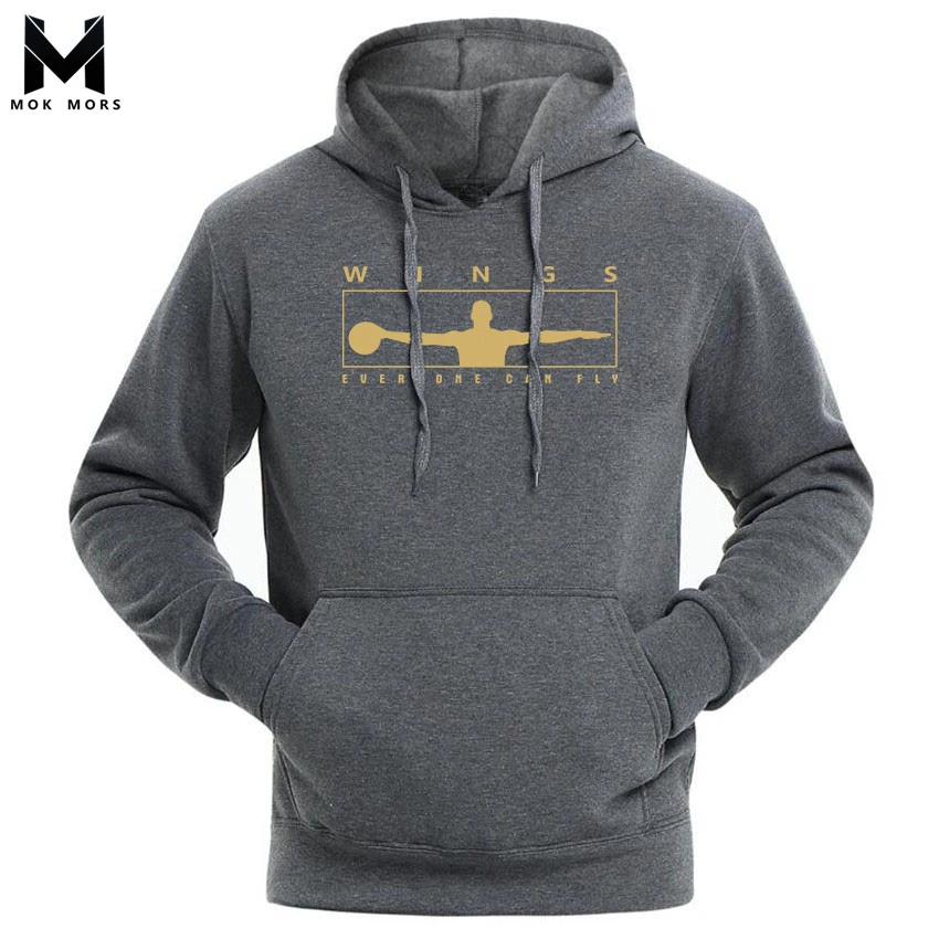 Male Sweatshirt Letter Print Fitness High Quality Winter New Personality Hooded