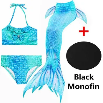 

4PCS/set Mermaid tail for swimming kids,girls Mermaid Tail With Monofin cosplay costume Zeemeerminstaart Tail Swimmable Swimwear