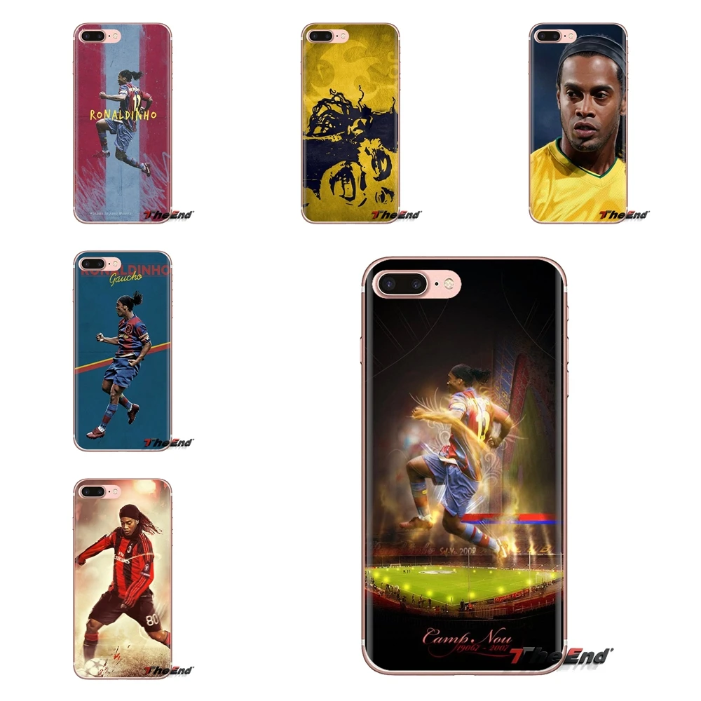 

For iPod Touch Apple iPhone 4 4S 5 5S SE 5C 6 6S 7 8 X XR XS Plus MAX Transparent TPU Skin Case Ronaldo Ronaldinho Soccer Brasil