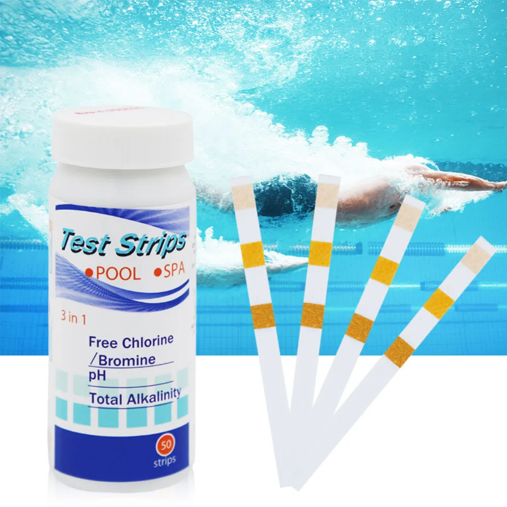 

3 In1 Swimming Pool Spa Water Test Strips Acid Hardness Chlorine Tests Strip Alkalinity PH Cyanuric Bromine Color Test Tools B4