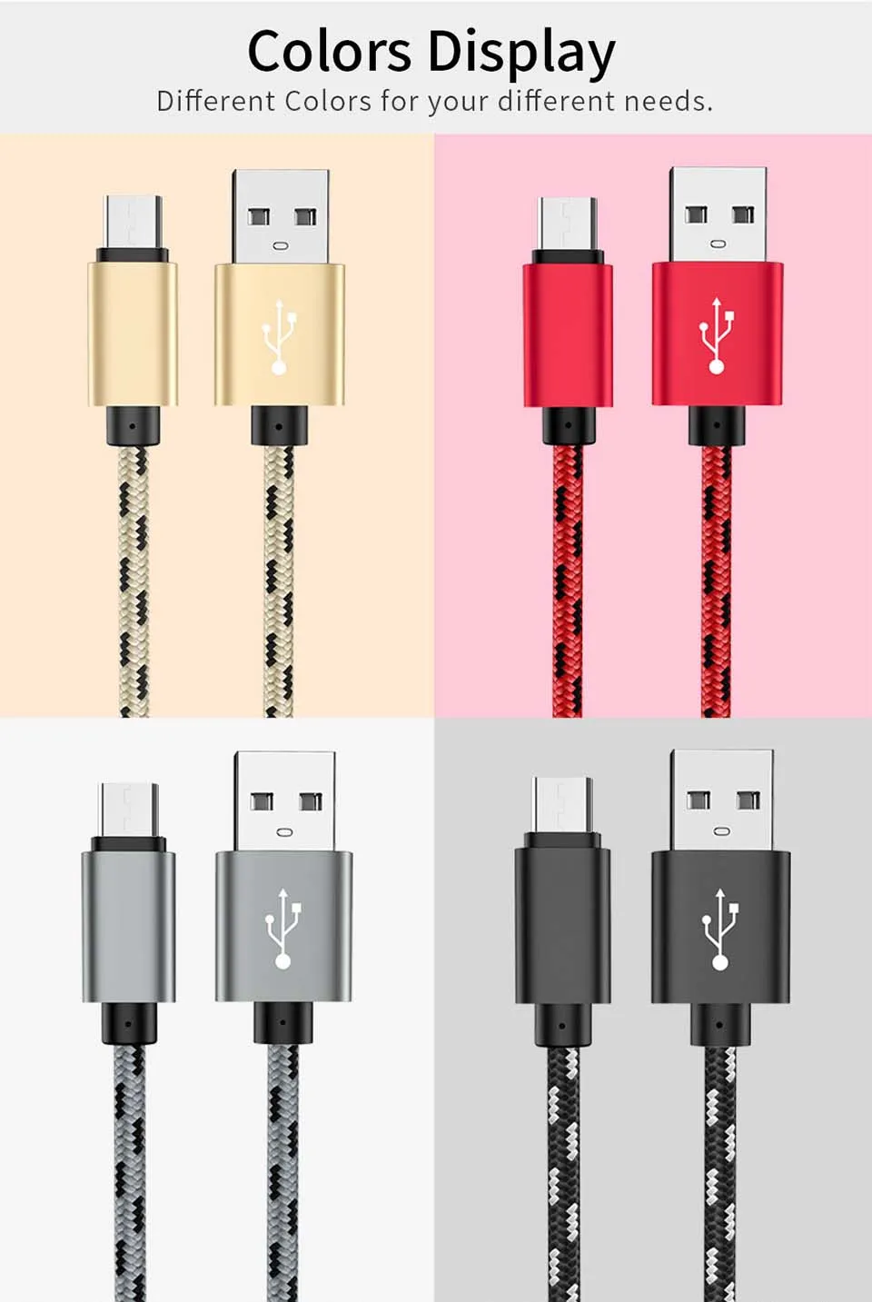 MUSTTRUE 2.4A Micro USB кабель для быстрой зарядки USB кабель для передачи данных нейлоновый кабель синхронизации для samsung Xiaomi Redmi huawei Android Micro usb кабель