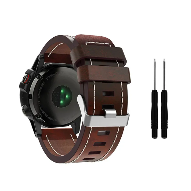Роскошный кожаный ремешок, сменный ремешок для часов с инструментами для Garmin Fenix 5x, профессиональная регулировка для изменения, комплект, Прямая поставка - Цвет: Черный