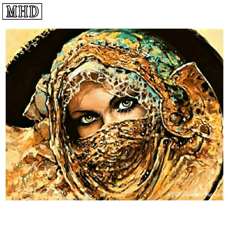 

Full Square 5D DIY Diamond Painting Arab Woman Sticker 3D Diamond Cross Stitch Home Decoration Embroidery Kit SC80