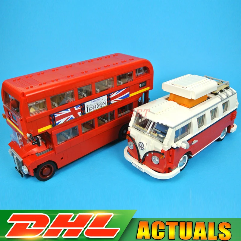 

In Stock Lepin 21045 London Bus 10258+21001 Volkswagen T1 Camper Van 10220 Model Building Children Educational Blocks Bricks Toy