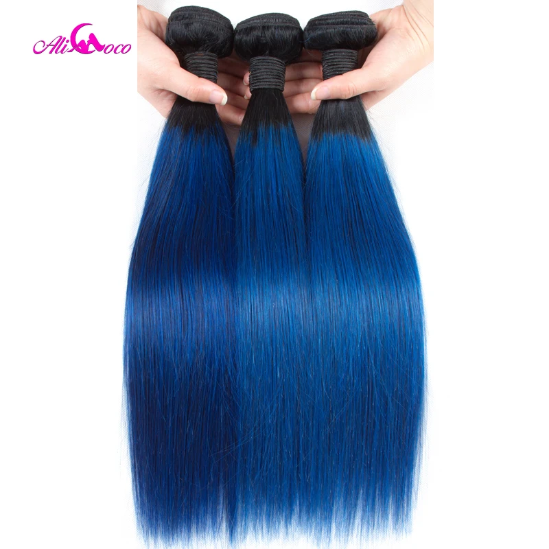 Ali Coco Brazilian Straight Hair Bundles 3/4 Bundles Deal 1B/Blue Color 100% Human Hair Bundles 10-28 Inch Remy Hair Extensions Ali Coco Brazilian Straight Hair Bundles 3/4 Bundles Deal 1B/Blue Color 100% Human Hair Bundles 10-28 Inch Remy Hair Extensions