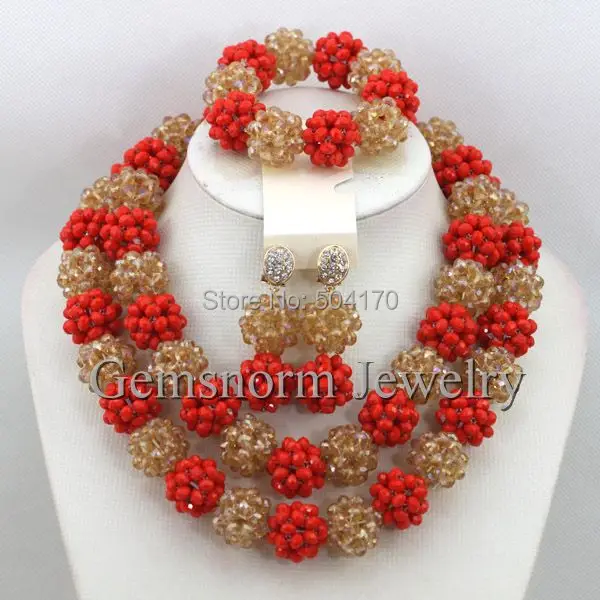 Exotic Nigerian Beaded Necklace Design | aliexpress com buy luxury red chagne gold african Exotic Nigerian Beaded Necklace Design | aliexpress com buy luxury red chagne gold african