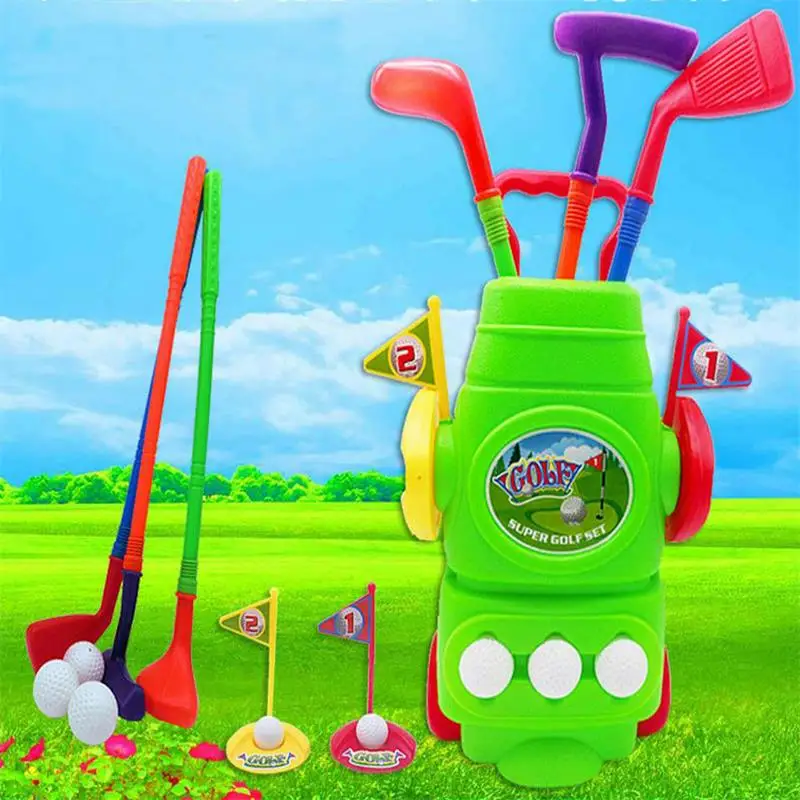 Golf Clubs Golfballs Portable Trolley Kids Toy Mini Golf Set With Box