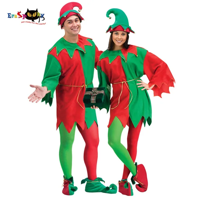 eraspooky 2017 new christmas costume men santa claus costume miss elf costume plus size