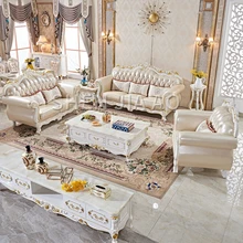 Европейский кожаный диван сочетание гостиной первый слой роскошный кожаный диван французская цельная древесина резьба кожаный художественный диван 1 шт