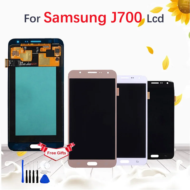 Tanie Do SAMSUNG Galaxy J7 2015 J700 J700F J700M J700H wyświetlacz LCD montaż digitizera ekranu dotykowego czarny biały złoty