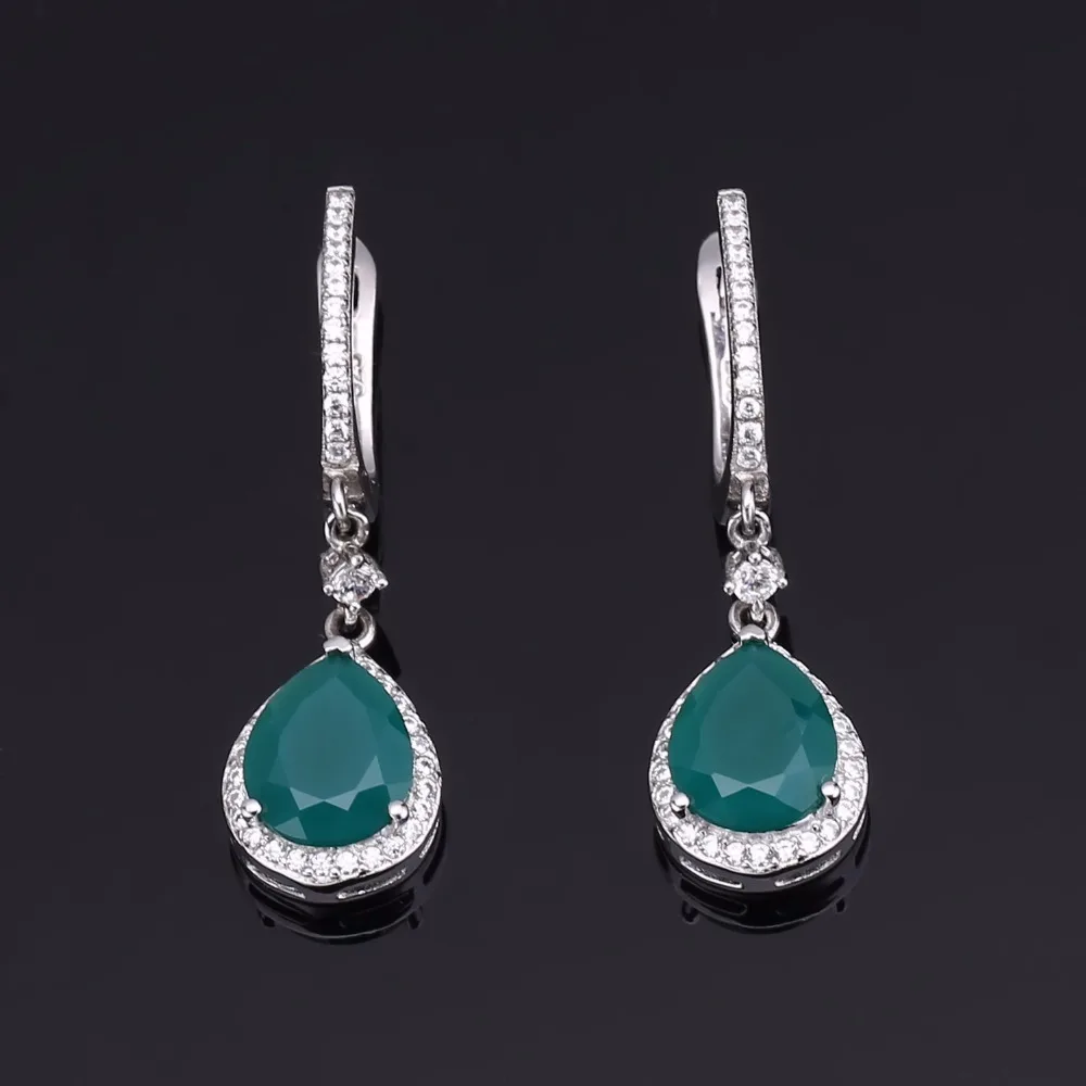 Gem's Ballet 5.28Ct натуральный зеленый агат, натуральный камень, Винтажные висячие серьги, женские 925 пробы серебряные серьги, хорошее ювелирное изделие