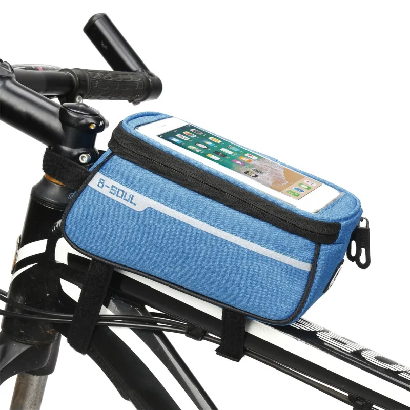 Водонепроницаемая велосипедная Передняя труба сумка велосипедные аксессуары рамка Передняя сумка сотовый мобильный чехол для телефона 6 дюймов держатель для телефона велосипед - Цвет: Синий