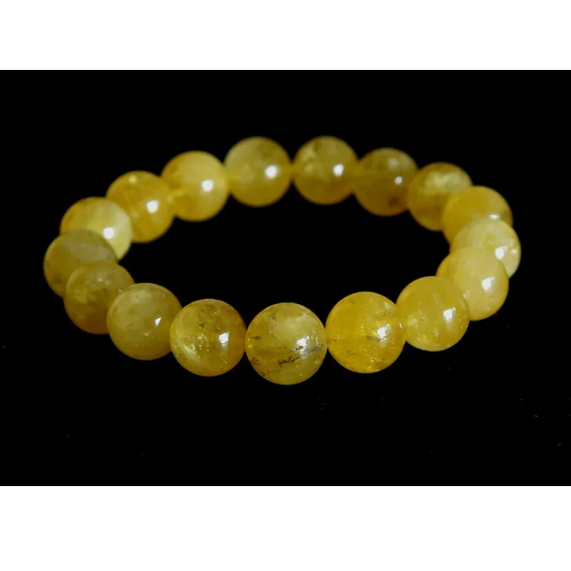 

Free shipping A strands Bracelet Yellow Datolite Genuine Danburite Stretch Bracelet Round Big beads 12mm 02993