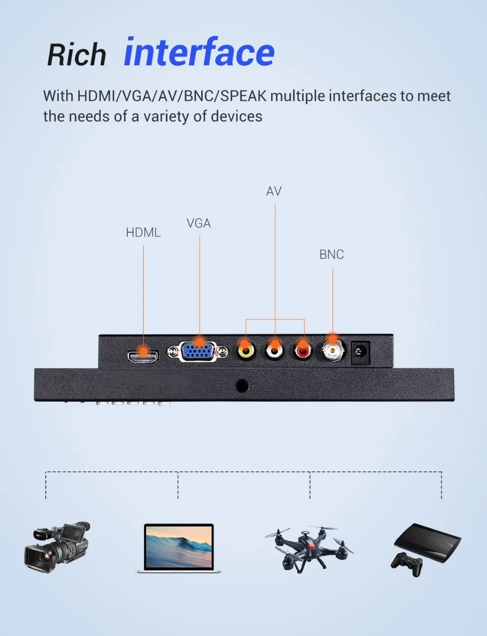 EYOYO EM08G " ips монитор 1280*720 разрешение Поддержка HDMI/VGA/AV/BNC/Говорящий вход для ПК ТВ система видеонаблюдения камера безопасности