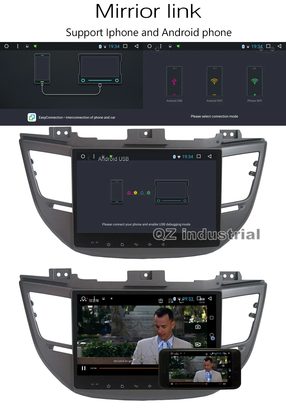 Excellent QZ industrial HD 10.1inch Android 8.1 T3 Car radio DVD player for Hyundai Tucson 2015-2017 with BT GPS 3G 4G WIFI SWC RDS Map 8