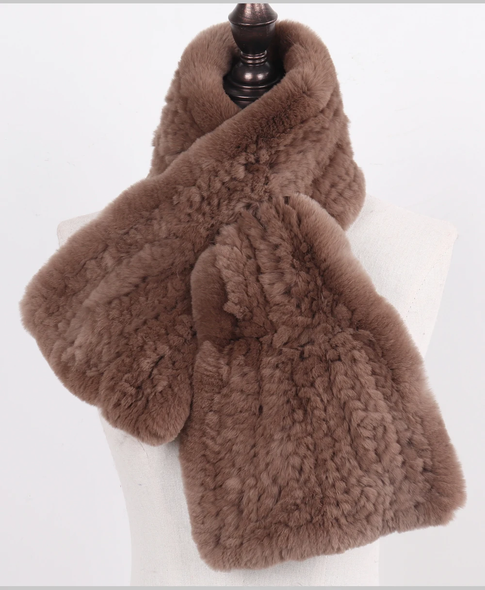 2019 новый бренд 100% натуральный Рекс кроличий мех шарф женский зимний теплый мягкий Рекс кроличий мех шарфы Леди вязанный натуральная шерсть