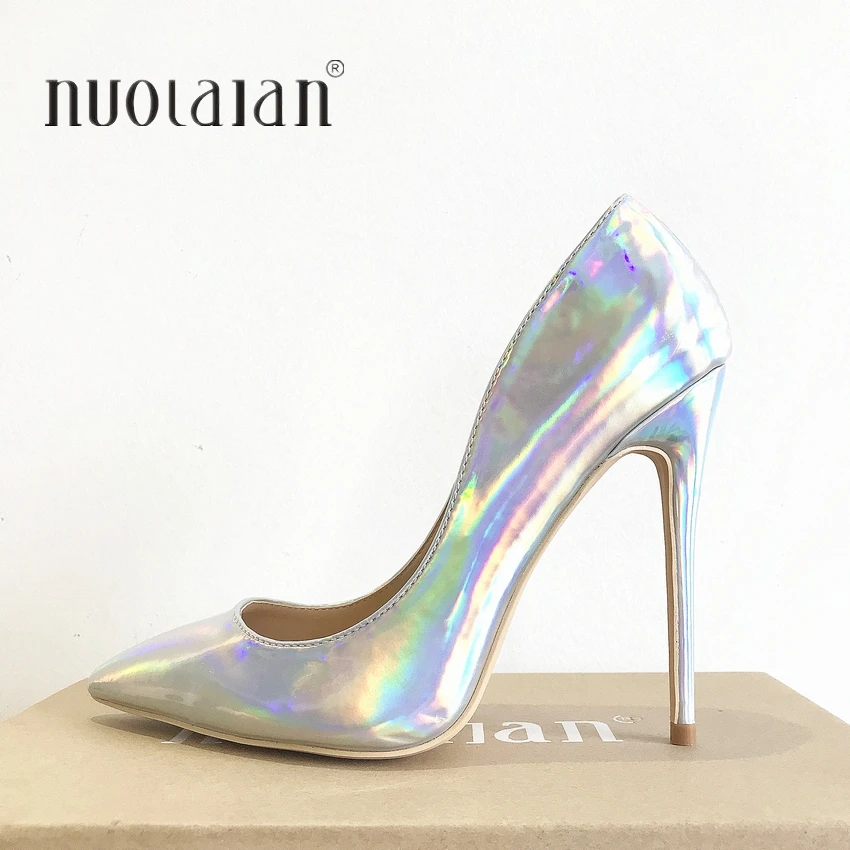 New Brand Women party wedding Pumps Elegant Pointed Toe Thin High Heels Pumps Fashion Sliver Shoes Woman 12cm/10cm/8cm