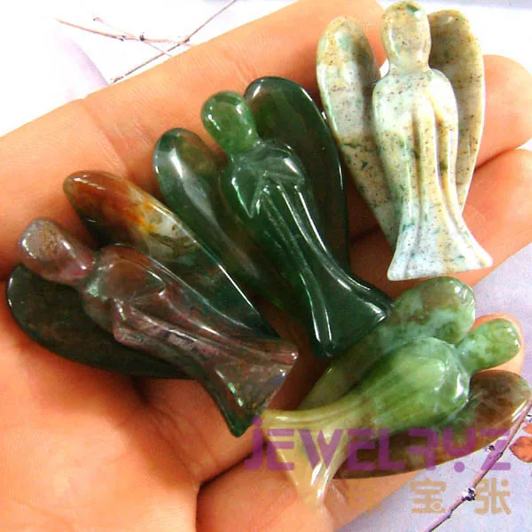 

New 2019 Fashion Natural Beautiful Indian agates Angel Charms Statue Carved Angel Figurine With Wing Pendant Stone Pendants