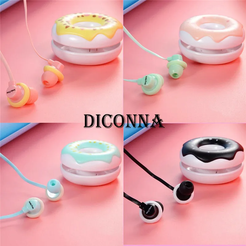 Creative Design Cute Earphones Macarons Donut Cartoon Earphones Portable Earplugs 3.5 mm High Sound Quality Earbuds
