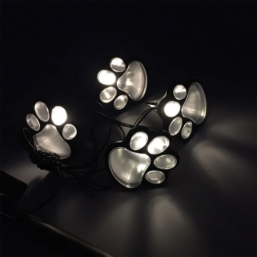 Lamp 4 Solar Dog Cat Animal Paw Print Lights Garden Outdoor LED Path