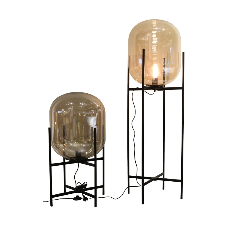 KINLAMS الحديثة LED منضدة مصباح أرضي خمر الحديد الجسم زجاج للأرضيات ضوء الحد الأدنى الشمال نمط زجاج للأرضيات مصباح
