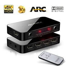 BESIUNI HDMI2.0 переключатель ARC 4K HD 4 порта 4K x 2K аудио оптический TOSLINK HDMI с ИК-пультом дистанционного управления для Mackbook ноутбук с HDTV xbox 360 PS4