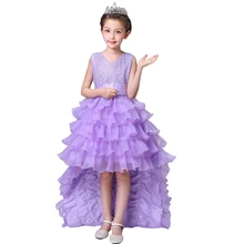 Свадебное платье для подростков; детское платье с цветочным узором для девочек; элегантные вечерние платья принцессы; торжественное платье со шлейфом; платье без рукавов; От 2 до 12 лет