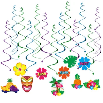 

30 Pcs Pendant Hanging Ornament Summer Hawaii Luau Tropical Tiki Swirl Decorations Party Decor