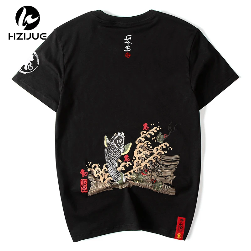 

New Arrival Men's T Shirt Summer Short Sleeve Print Carp Fish High Quality Fashion Tops Tees Cotton T-shirt Plus Size 4XL