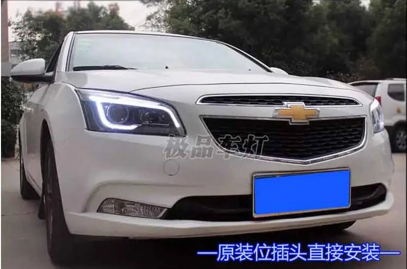 2pcs Bumper lamp for chevrolet Cruze Headlight 2016year DRL Bi Xenon Lens HI LO Parking HID Fog Lamp cruze Taillight