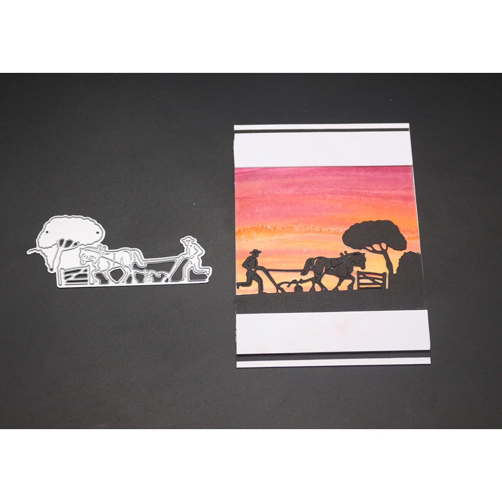 Horse-hoeing Shape Metal Cutting Dies Stencil Embossing Template 9.4x4.2cm For DIY Album Book Scrapbooking Decoration | Дом и сад