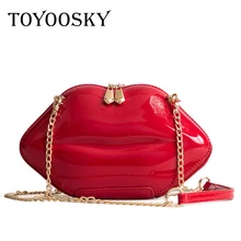 TOYOOSKY, женский красный клатч губы, сумка, высокое качество, женская сумка из искусственной кожи, на цепочке, сумка на плечо, вечерняя сумка, кошелек в форме губ