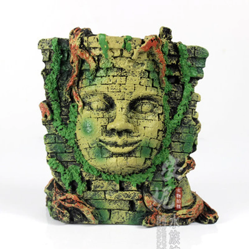 Artificial Resin Ancient Egyptian Pharaoh Sphinx Ruins Roman Style Face Pillar Statue Aquarium Decorations Fish Tank Ornament Fish Tank Ornaments Fish Tank Decorations Aquarium Ornaments