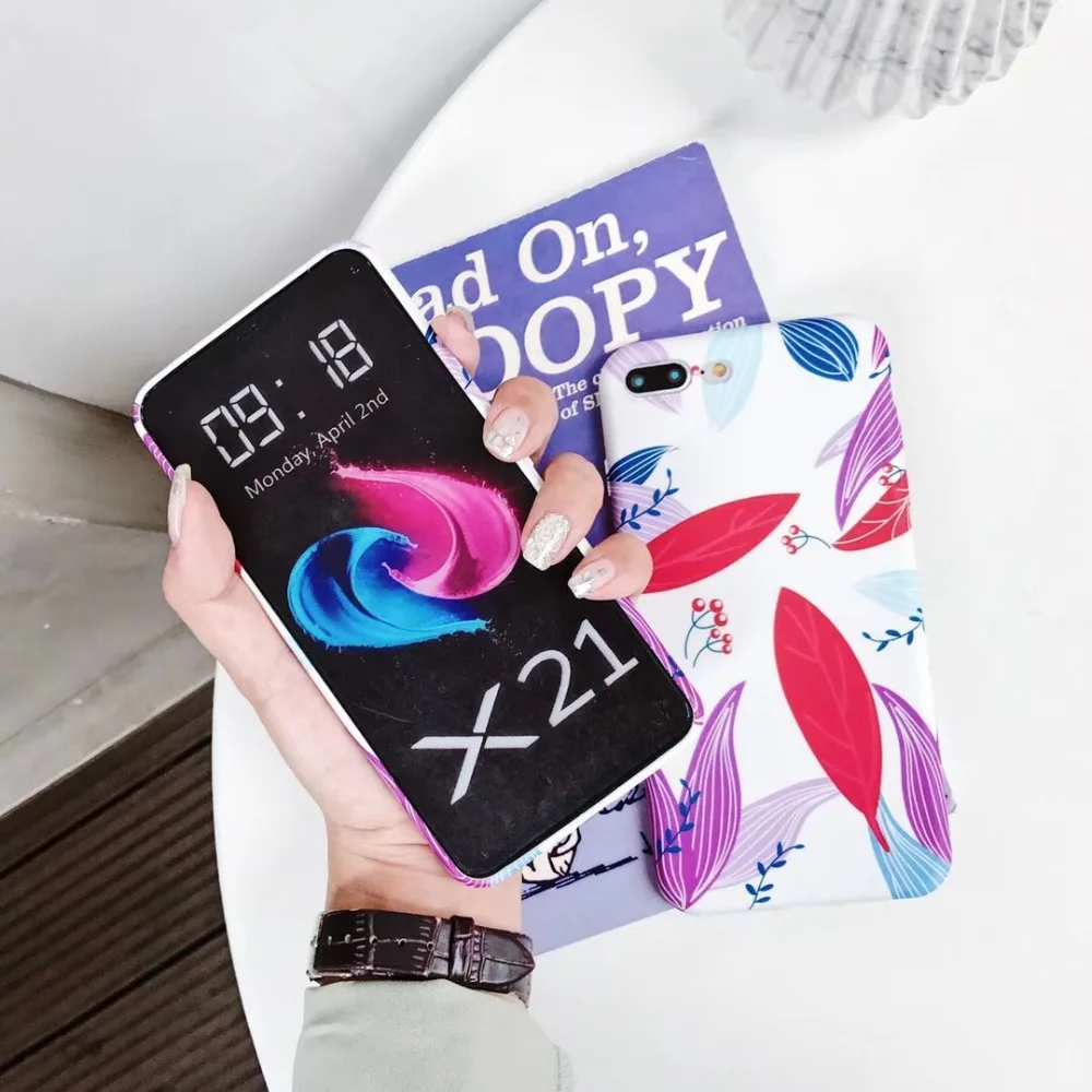 HoterTek новейшая мода на белом фоне красные листья чехол для iphone 6 6s 6plus 7 8 plus задняя
