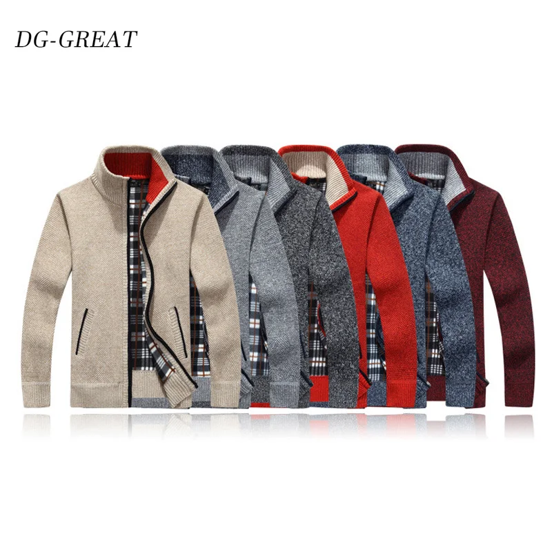 

2019 New Men's Sweaters Autumn Winter Warm Cashmere Wool Zipper Cardigan Sweaters Man Casual Knitwear Sweatercoat Slim Clothes