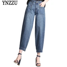 YNZZU корейский стиль новые осенние модные джинсы Для женщин Высокая Талия Свободные шаровары плюс Размеры джинсовые штаны Для женщин брюки YB228