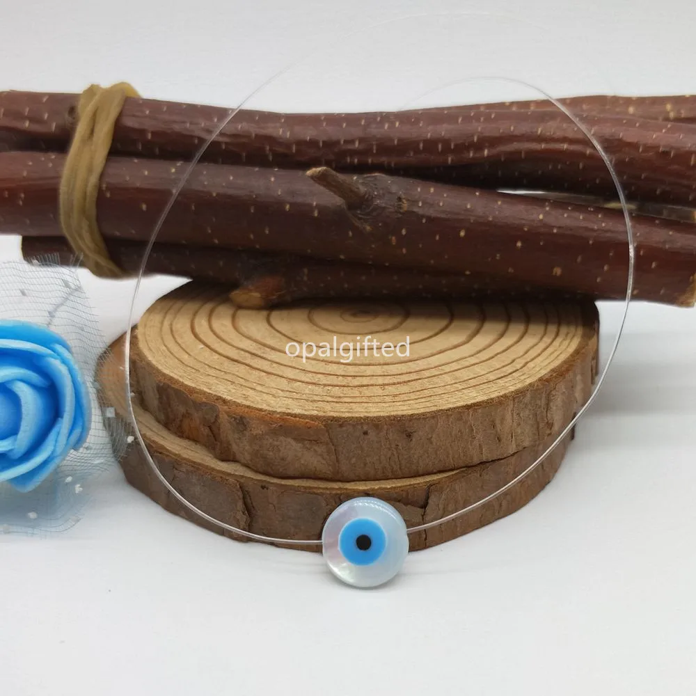 

1pc/lot High Quality Promotion Transparent Chain Mother Of Pearl Blue Eye MOP Shell Necklace with wholesale price for women gift