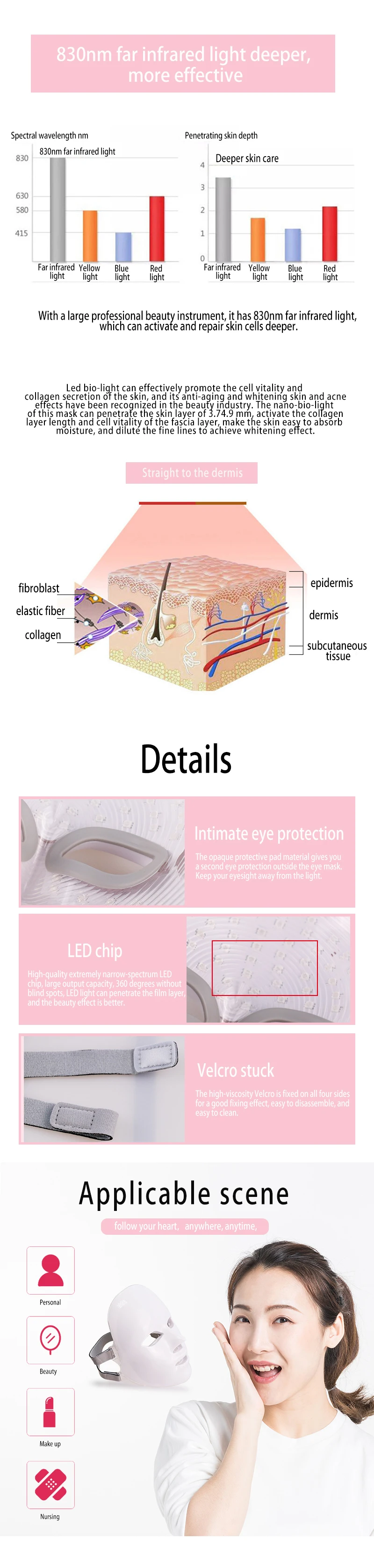 7 Cores Led Máscara Facial com Terapia Photon Rejuvenescimento da Pele Cuidados para o Rosto Anti Acne Clareamento Elétrica Instrumento de Beleza Spa 9 fóton clareamento elétrico instrumento beleza spa