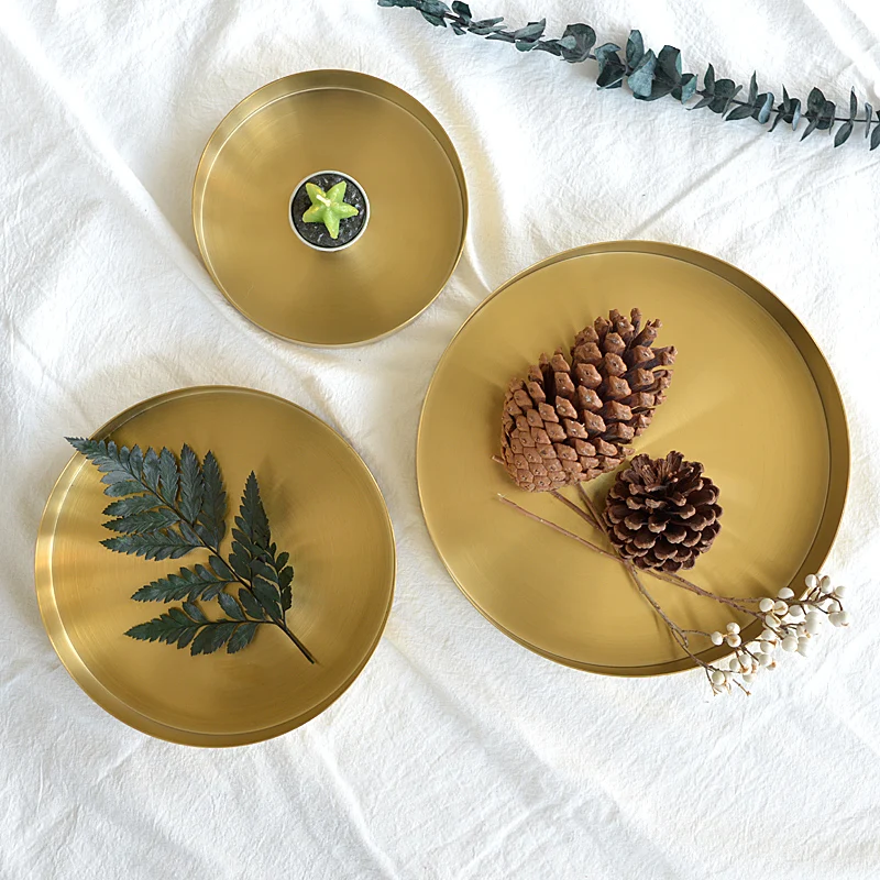 Candle Gold Tray Incense Cylindrical Candle Transparent Plate Round