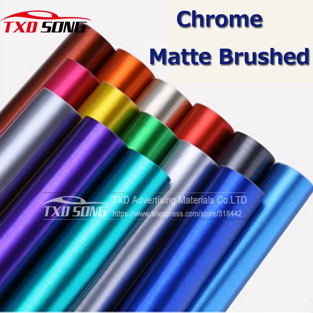 

30*152CM/Lot Chrome matte brushed vinyl Film with air free bubbles Matte chrome Car Sticker for car interior decoration 13 color