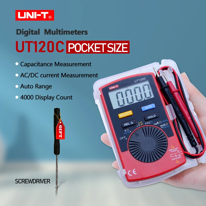 

UNI-T UT120C Ultra-protable Auto Ranging Auto-off Digital Multimeter Capacitance Resistance AC/DC Current Voltage Meter Tester